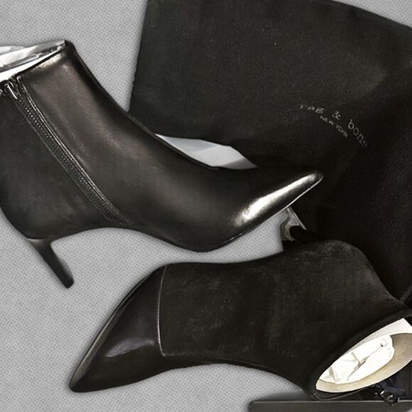 Rag & Bone Beha Stiletto Boot in Black Suede & Leather - Picture 14 of 16